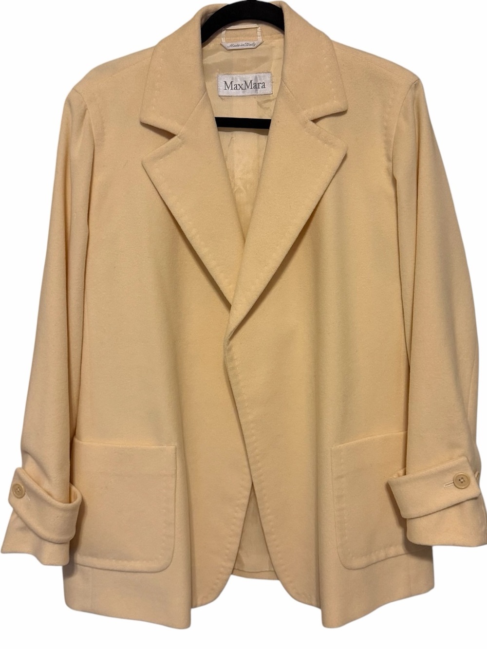 MaxMara 100% Wool Cream Sweater Blazer - Size 10 - Picture 2 of 7